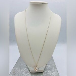 Sisters Heart Pendant Necklace in Sterling Silver Rose Gold Interlocking Hearts